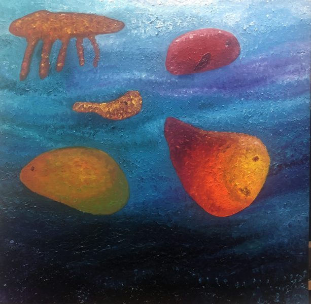 Huile sur toile en coton 70x70 cm @Crann Piorr'Art 2022