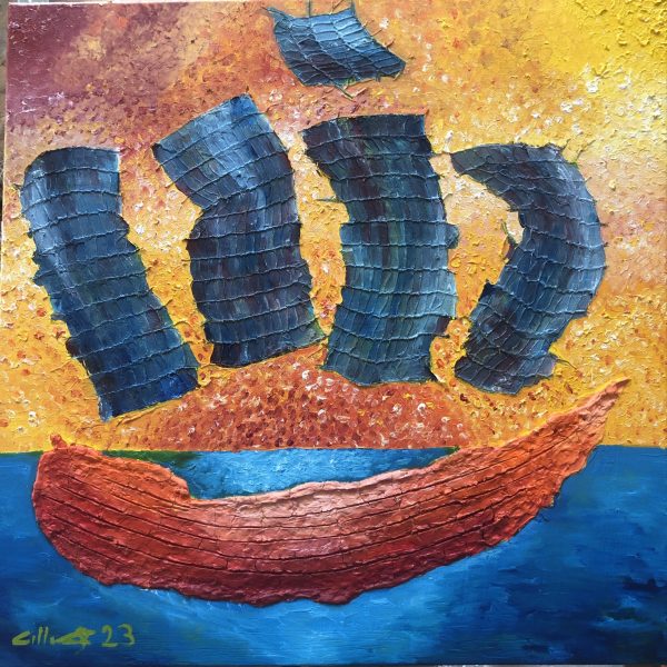 Huile sur toile en lin 60x60 cm @Crann Piorr'Art 2023