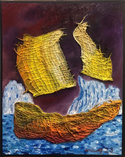 Huile sur toile en lin 50x40 cm @Crann Piorr'Art 2023