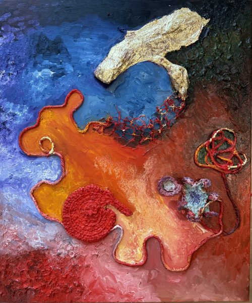 Huile sur toile en coton 55x46cm @Crann Piorr'Art 2024