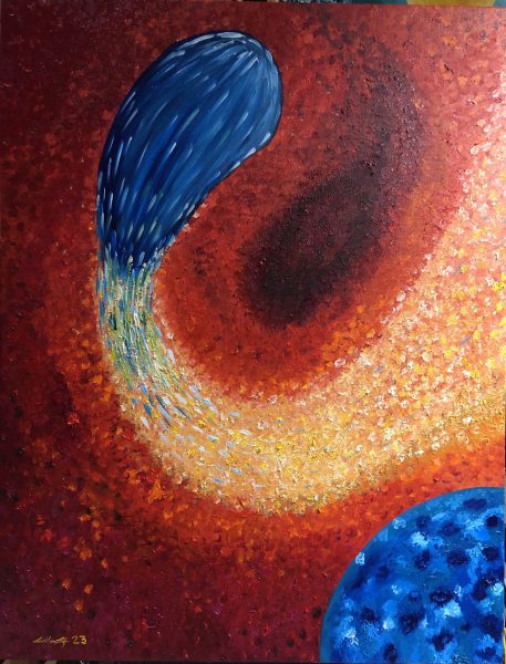 Huile sur toile 130x100 cm @Crann Piorr'Art 2023
Roman de Jules Verne :
Hector Servadac