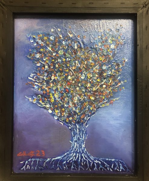 Huile sur toile en lin 50x40 cm peinte sur les deux côtés @Crann Piorr’Art 2023