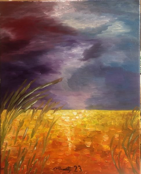 Huile sur toile en lin 50x40 cm peinte recto verso @crannpiorrart 2023